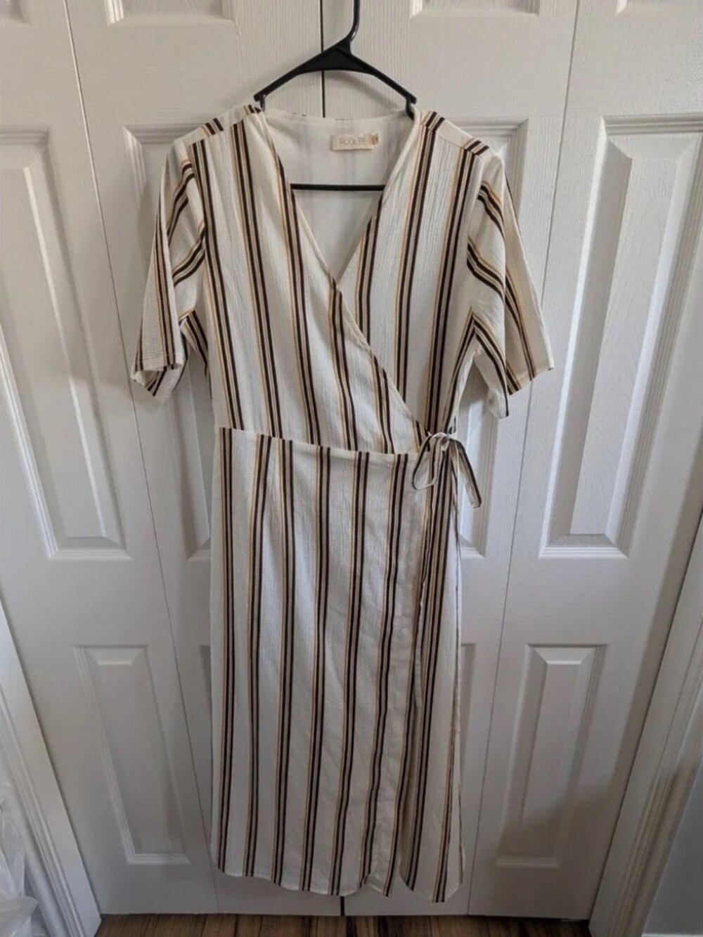 Roolee Striped Wrap Dress - M